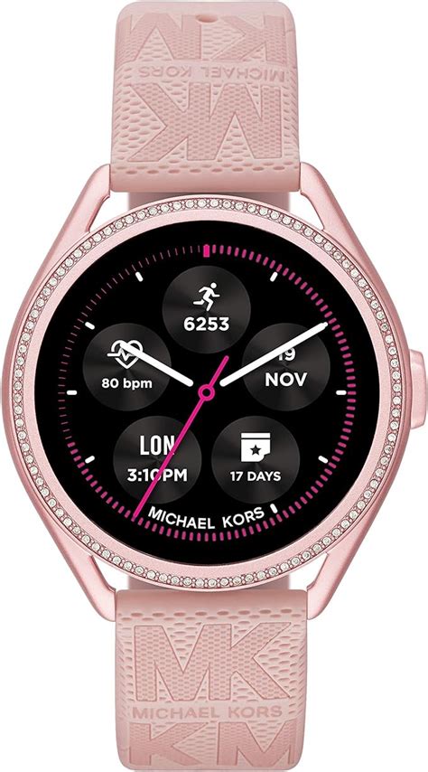 michael kors access mkgo pink-tone and silicone smartwatch